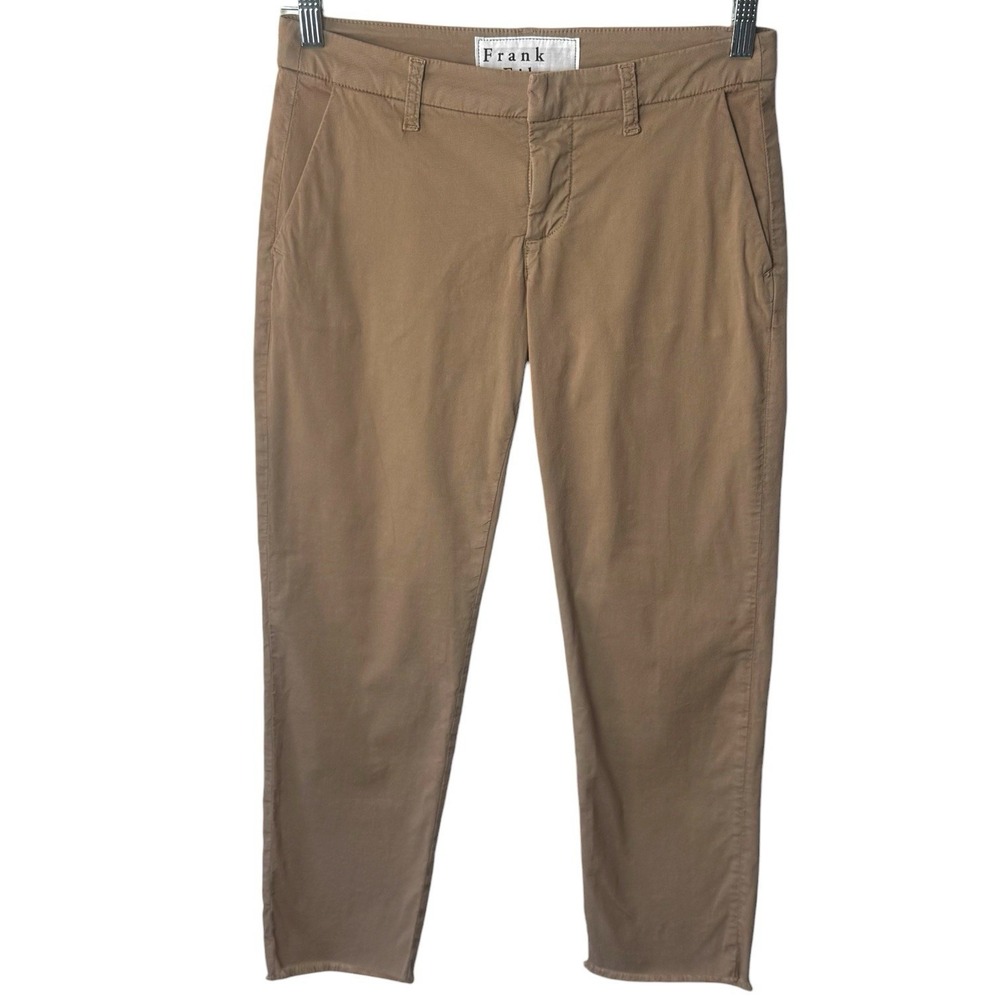 Frank & Eileen Wicklow Crop Pants Brown Cotton Raw Hem Capsule Minimalist 2 - Picture 2 of 13